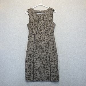 Metaphor Animal Print Sheath Dress Sleeveless Taupe Black Women’s Small